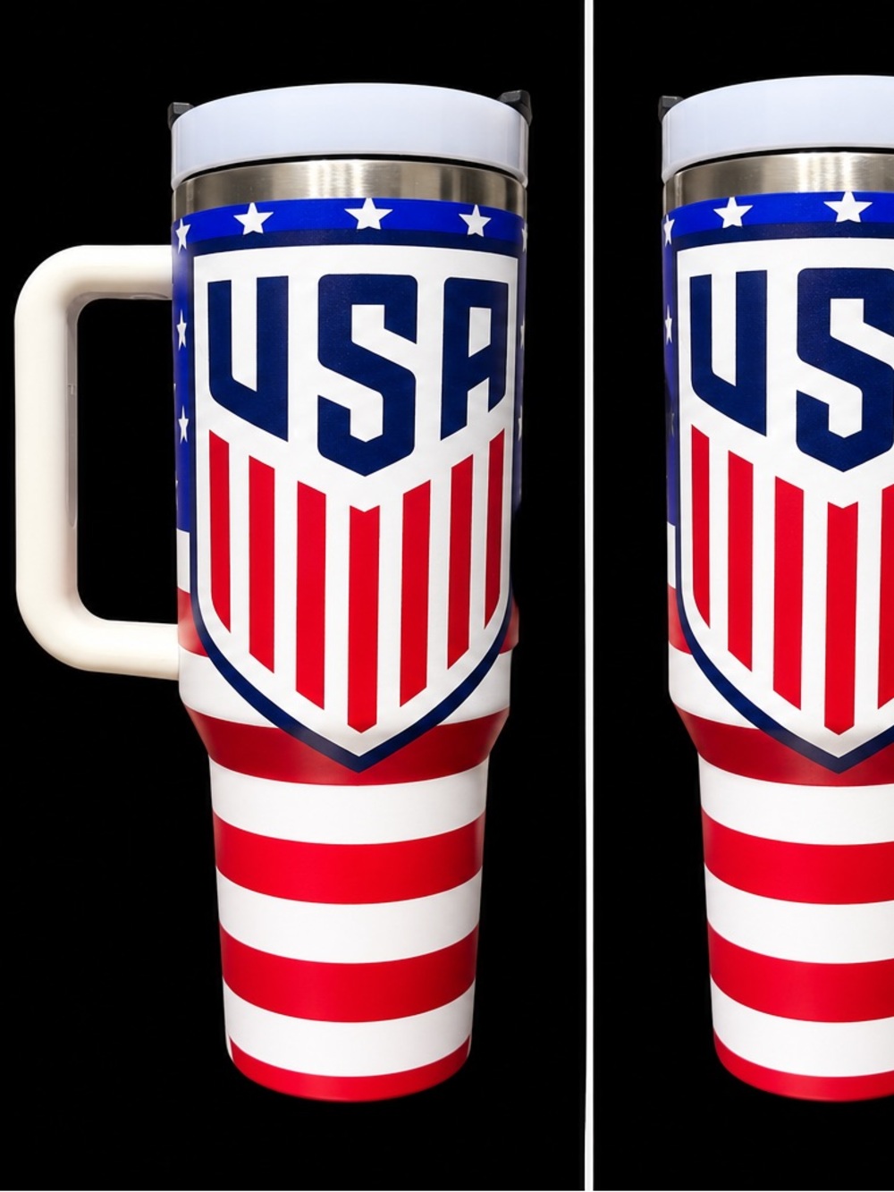 USA Flag 40 oz Travel Mug - Insulated Red White Blue Tumbler